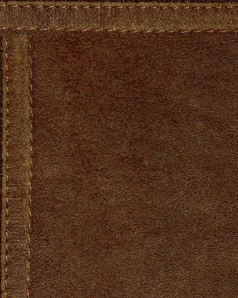 棕色的定性皮革背景、 边框 — 图库照片