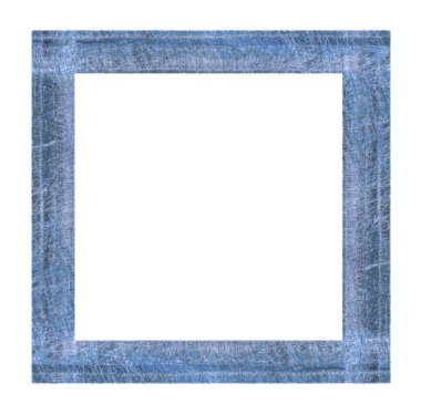 Beyaz arka plan üzerinde izole mavi boyalı ahşap çerçeve