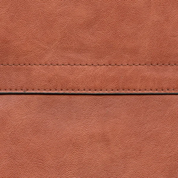 Textura de cuero marrón claro, costuras — Foto de Stock
