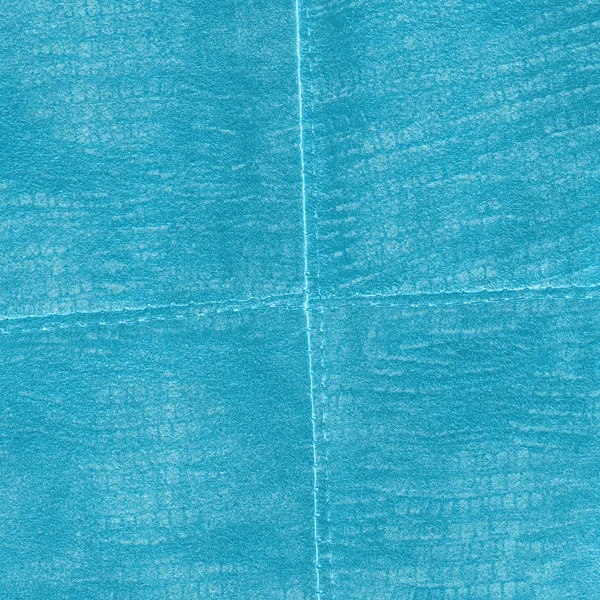 Azul artificial, textura de couro, costuras — Fotografia de Stock