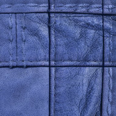 mavi deri doku, dikişler. Deri arka plan