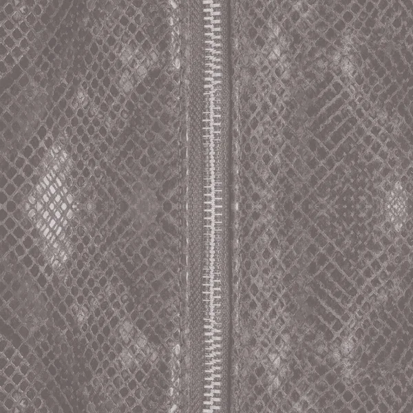 Bruin kunstmatige slang huid textuur close-up, rits — Stockfoto