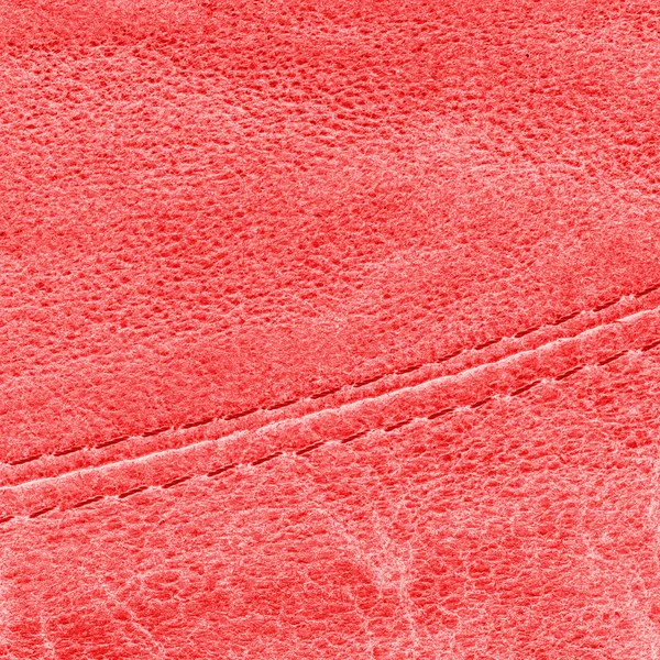 Fundo de couro vermelho, costura — Fotografia de Stock