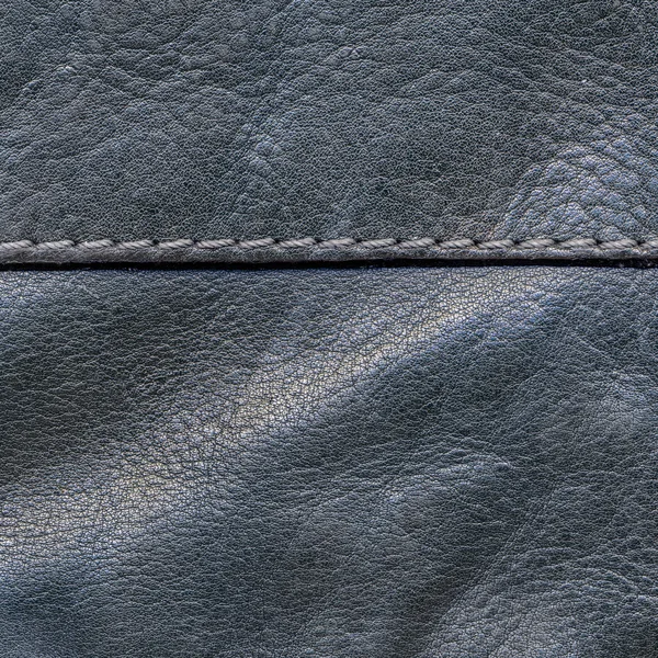 Textura de cuero gris, costura, puntadas — Foto de Stock