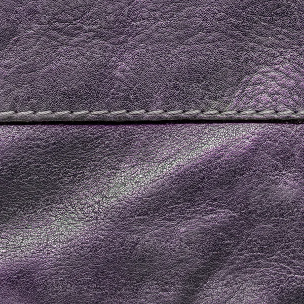 Régi lila bőr textúra, varrás, varratokat — Stock Fotó