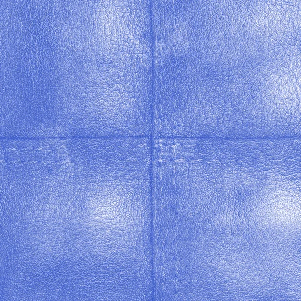 Régi és kopott kék bőr textúra, varrás, varratokat — Stock Fotó