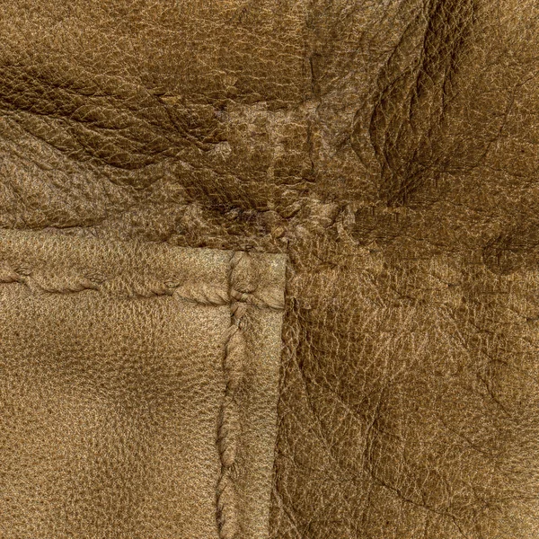Bown leather background, seam, stitch — Stock Photo, Image