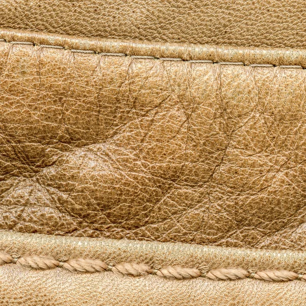 Pelle bown texture sfondo, cuciture, punto — Foto Stock
