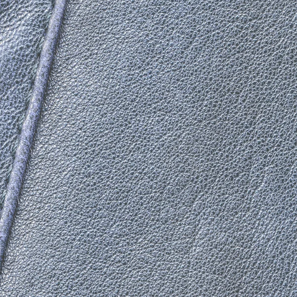 Texture in pelle grigio-blu, cucitura — Foto Stock