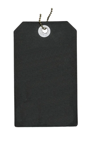 Черный пустой картонный тег изолирован на белом — стоковое фото