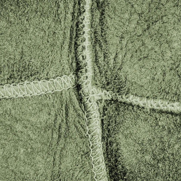 Textura de cuero verde decorado con costuras — Foto de Stock