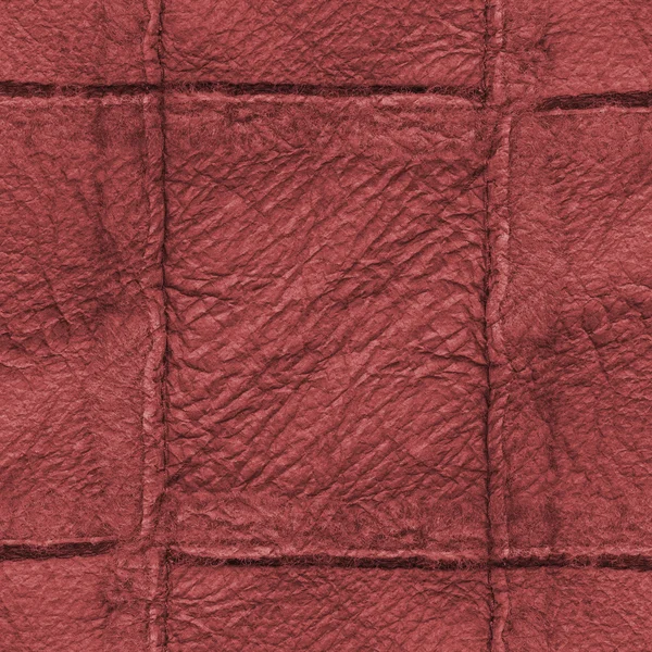 Красная кожаная текстура, швы в форме рамы — стоковое фото
