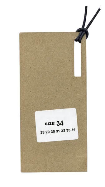 Etichetta di cartone bianco marrone isolata su bianco, dimensioni — Foto Stock