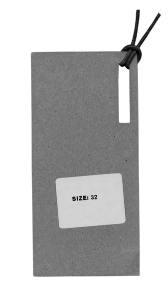 Etiqueta de cartón en blanco gris aislado en blanco, tamaño —  Fotos de Stock