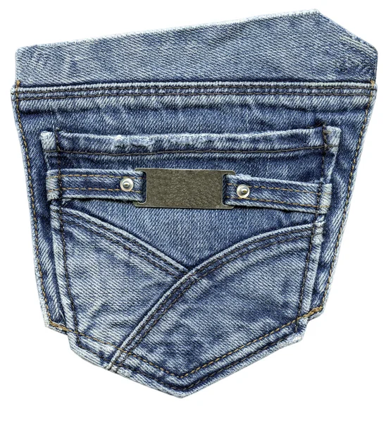 Tasca blu jeans isolata su bianco — Foto Stock