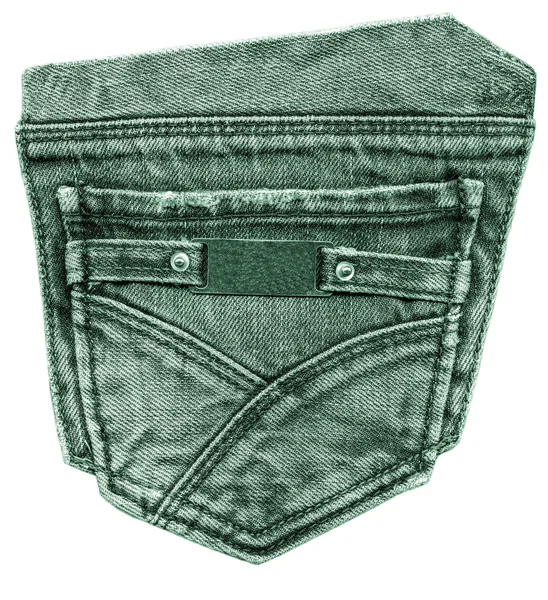 Zielony dżinsy tylnej kieszeni na białym tle — Zdjęcie stockowe