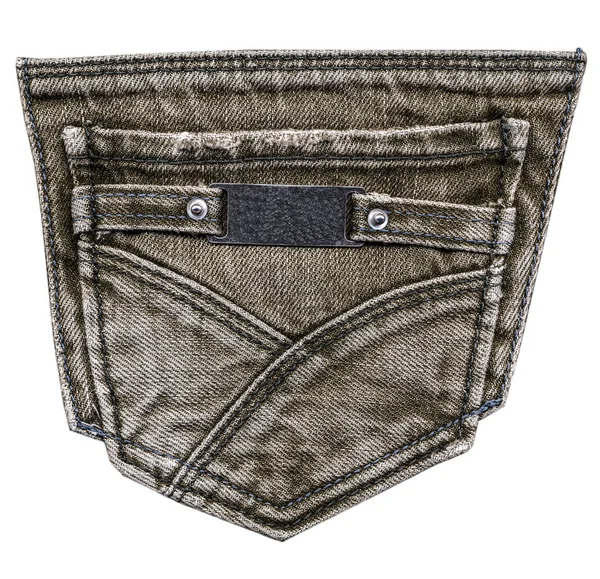Brązowe dżinsy tylnej kieszeni na białym tle — Zdjęcie stockowe