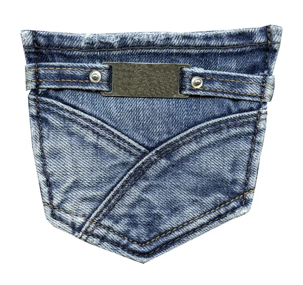 Blue jeans pocket isolated on white — Stock Photo, Image