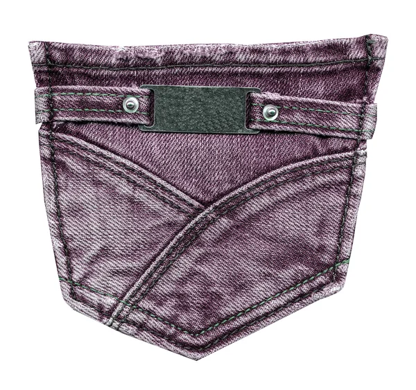 Violet back jeans pocket isolated on white — Stock Photo, Image