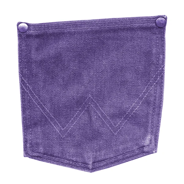 Bolso traseiro de jeans violeta no fundo branco — Fotografia de Stock