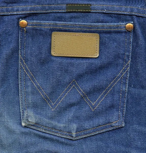 Blue jeans back pocket with label — Stock Photo, Image