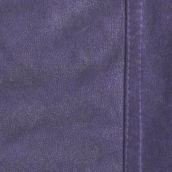 Фиолетовая кожаная текстура, шов, стежок — стоковое фото