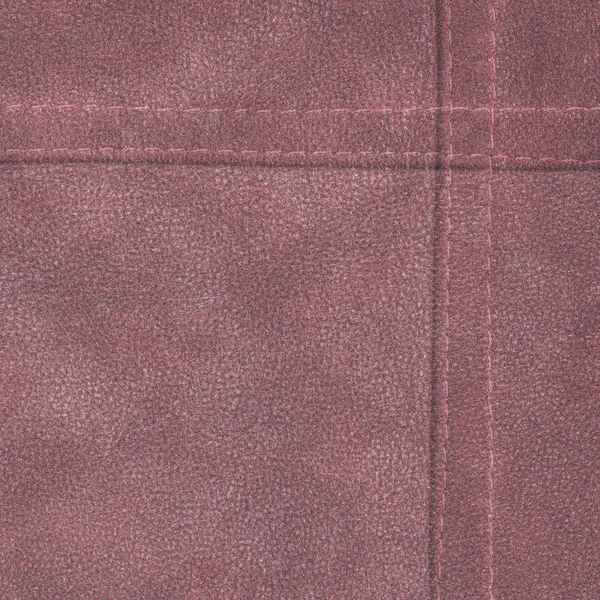 Красно-коричневая кожаная текстура, швы, стежок — стоковое фото