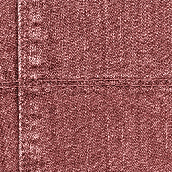Textur der roten Jeans, Naht, Nähte — Stockfoto