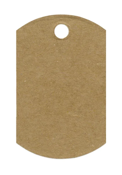 Yellow-brown  blank cardboard tag isolated on white — Stock Photo, Image