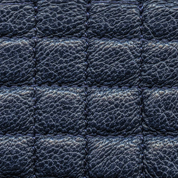 Blauwe geruite achtergrond op basis van leder texture — Stockfoto