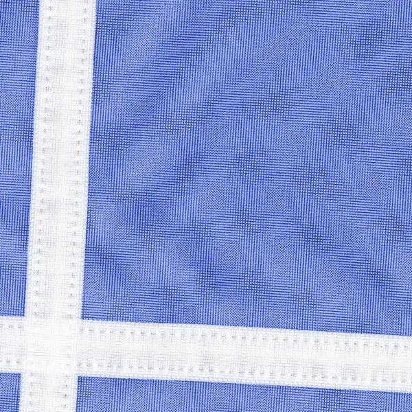 Kék textil textúra, fehér szalag — Stock Fotó