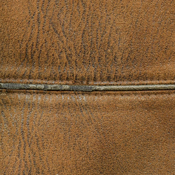 Cuir brun bronzé texture comme fond, couture — Photo