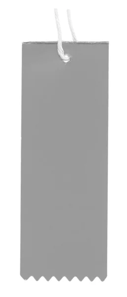 Etiqueta de papelão em branco cinza isolada no fundo branco — Fotografia de Stock