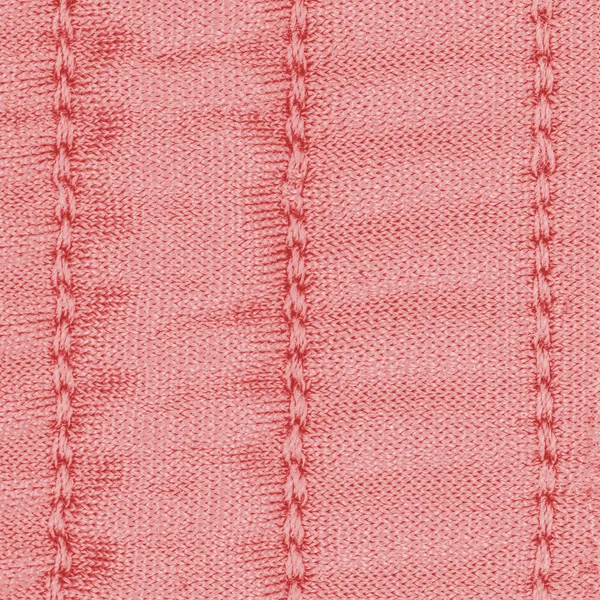 Rote Textiltextur mit Nähten verziert — Stockfoto