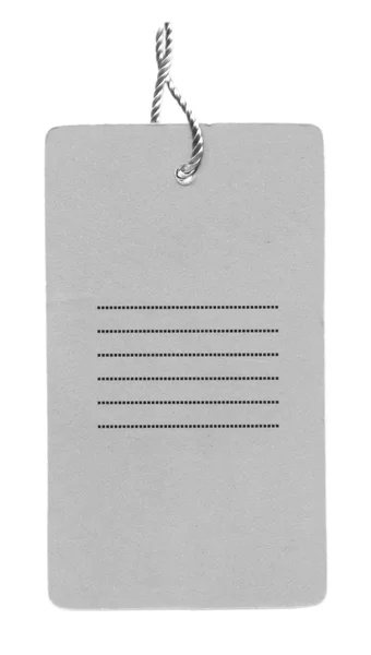 Gray cardboard tag isolated on white background — Stock Photo, Image