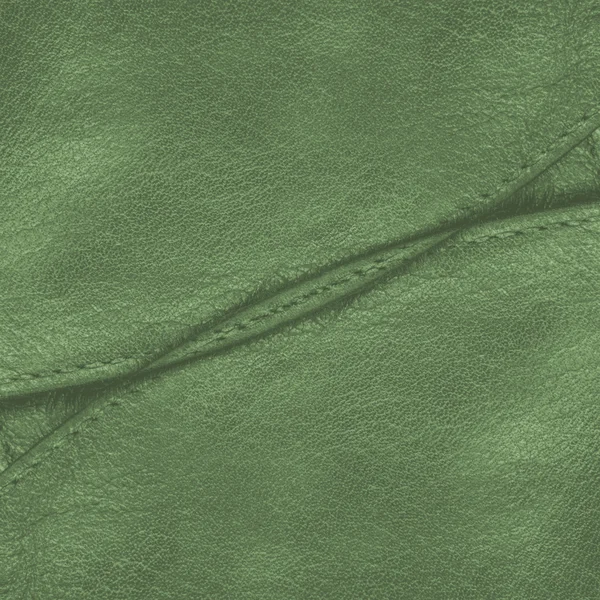 Yeşil deri doku dikişleri — Stok fotoğraf