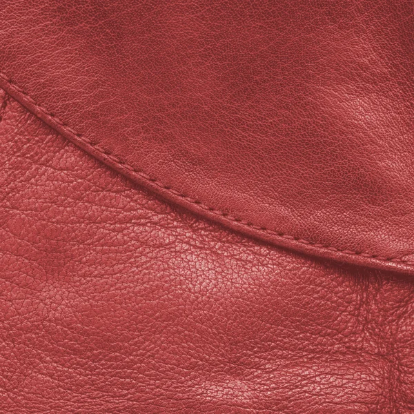 Textura de couro vermelho, costura — Fotografia de Stock