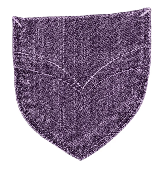 Violet jeans back pocket on white background — Stock Photo, Image