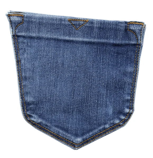 Tasca posteriore blu jeans su bianco — Foto Stock