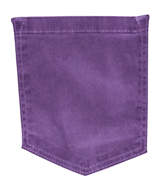 白い背景の上紫のジーンズの後ろポケット — ストック写真