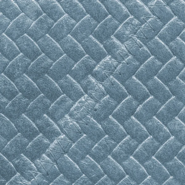 Blue wicker leather background, stitches — Stock Photo, Image