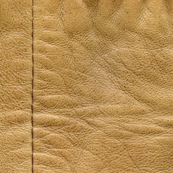 Világos barna bőr textúra, varrás — Stock Fotó