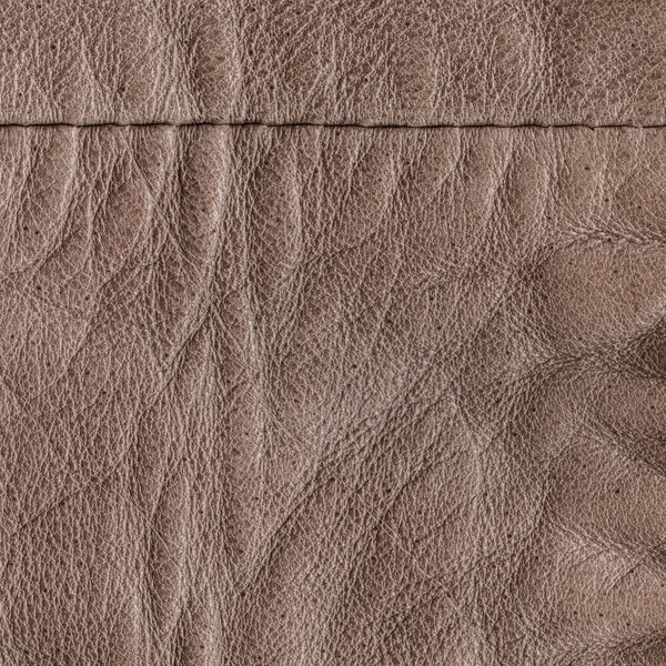 Brown leather texture, seam. Can be used as background — Stock Photo, Image