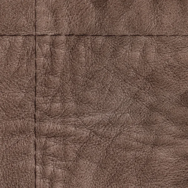 Brown leather texture, seams — Stock Photo, Image