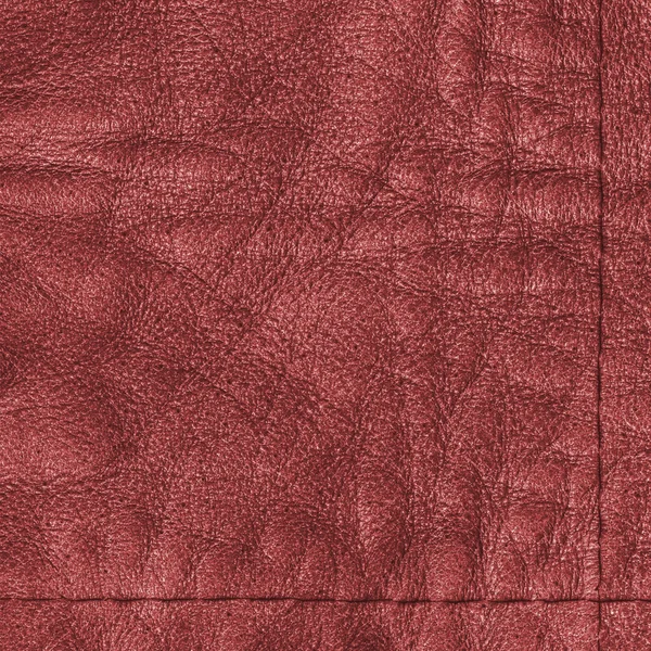 Red leather texture  with seams. — Stock Photo, Image