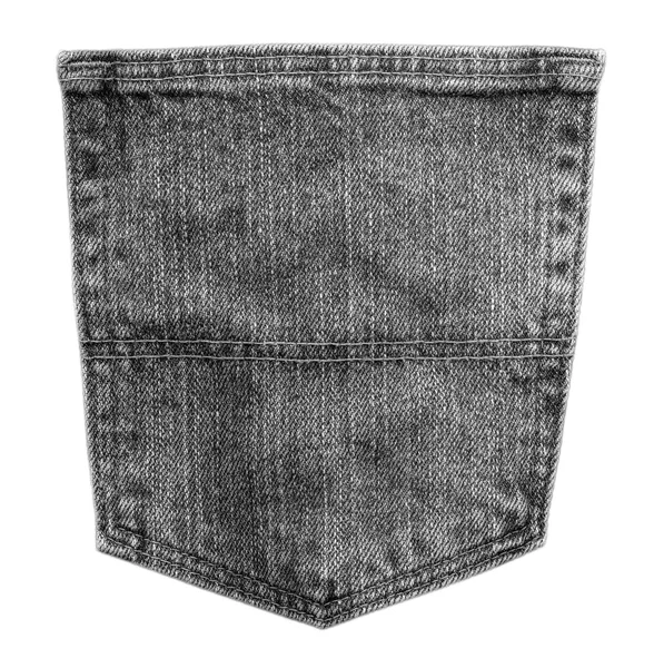 Šedé džíny kapsa na bílém pozadí — Stock fotografie