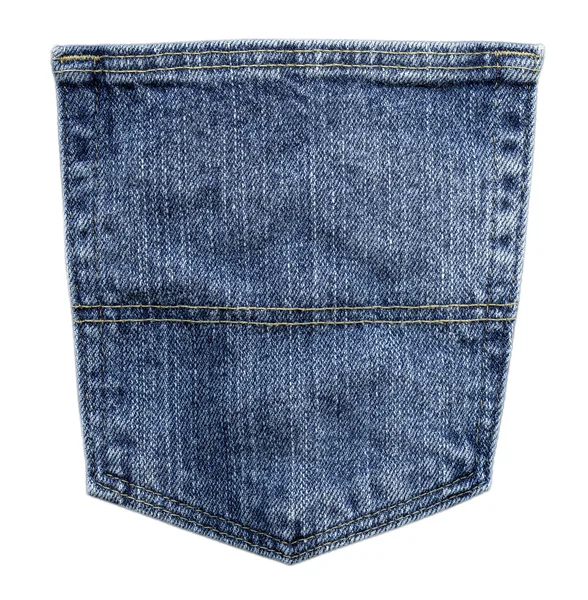 Карман синих джинсов на белом фоне — стоковое фото