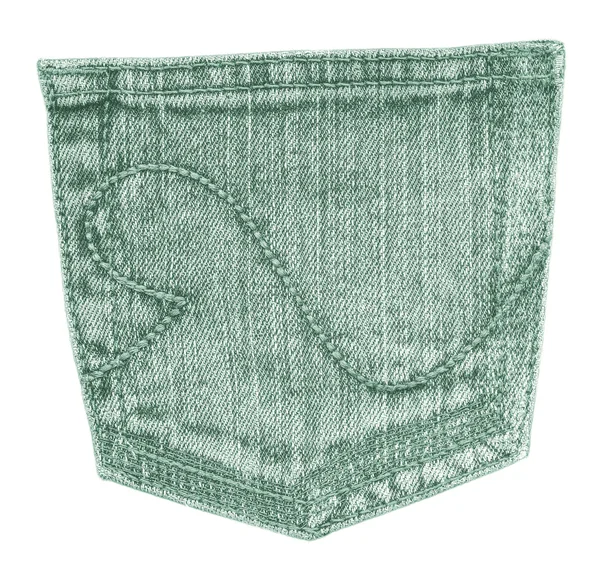 Jeans verde bolso traseiro isolado no branco — Fotografia de Stock