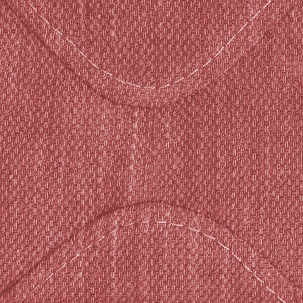 Textura textil roja decorada con costuras —  Fotos de Stock