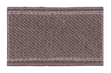 Beyaz arka plan üzerinde izole boş kahverengi tekstil etiket